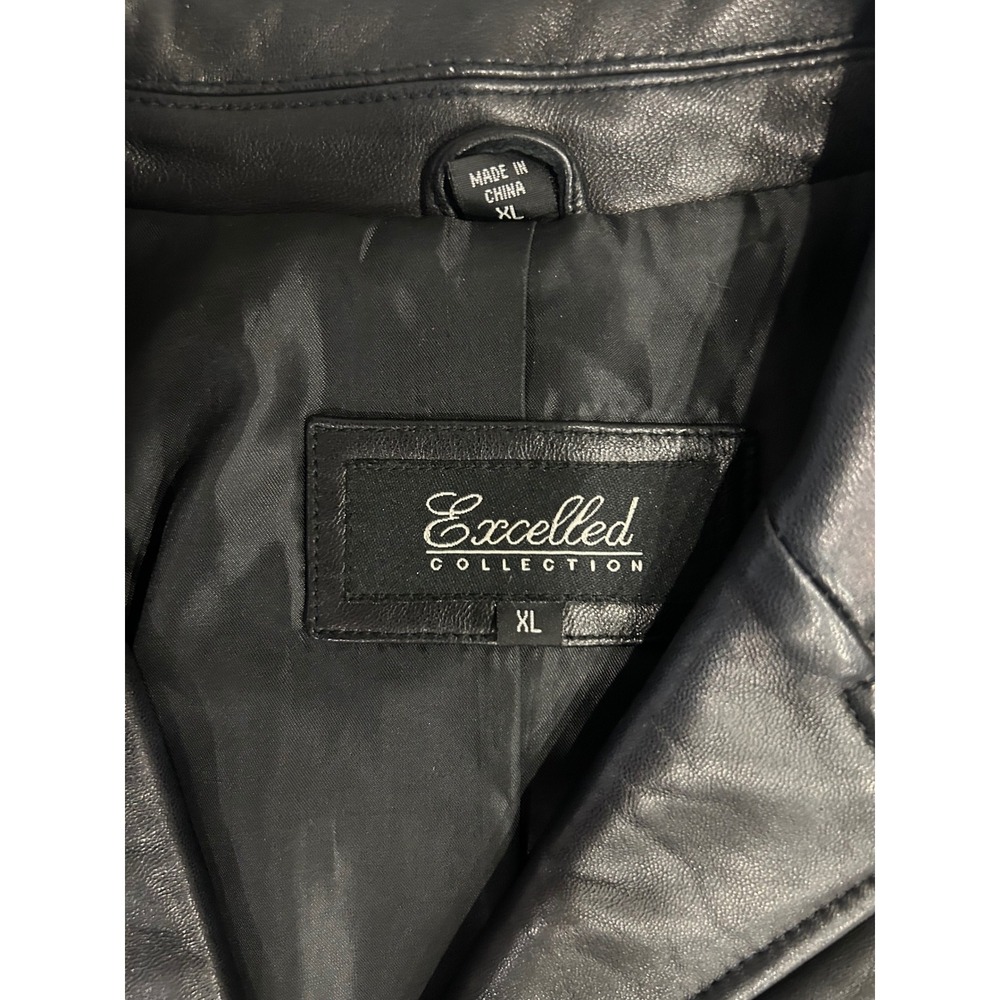 Excelled Collection Womens Black Leather Blazer Jacket Coat 3 Button Size XL RS - Picture 4 of 10